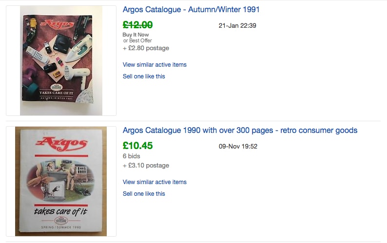 Argos Catalogue - eBay Sold - Probably Busy